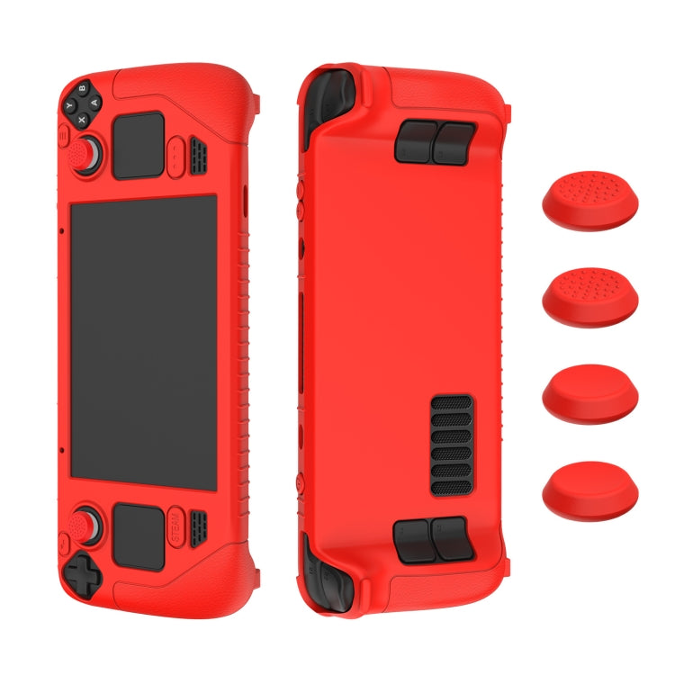 Pour Steam Deck Manette de Jeu Housse de Protection en Silicone Souple avec 4 Capuchons de Touche, SD001 (Bleu Lumineux), SD001 (Vert Lumineux), SD001 (Noir), SD001 (Rouge)