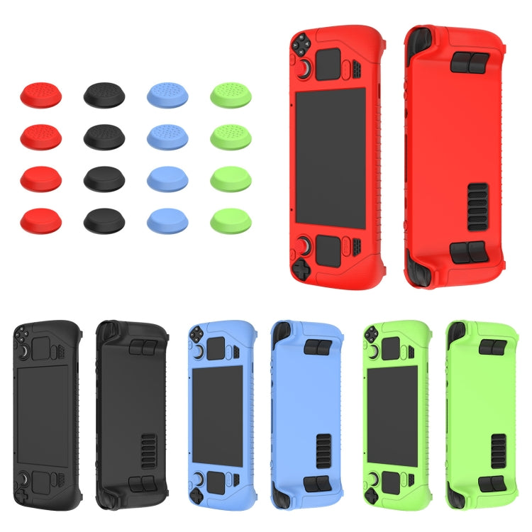 Pour Steam Deck Manette de Jeu Housse de Protection en Silicone Souple avec 4 Capuchons de Touche, SD001 (Bleu Lumineux), SD001 (Vert Lumineux), SD001 (Noir), SD001 (Rouge)