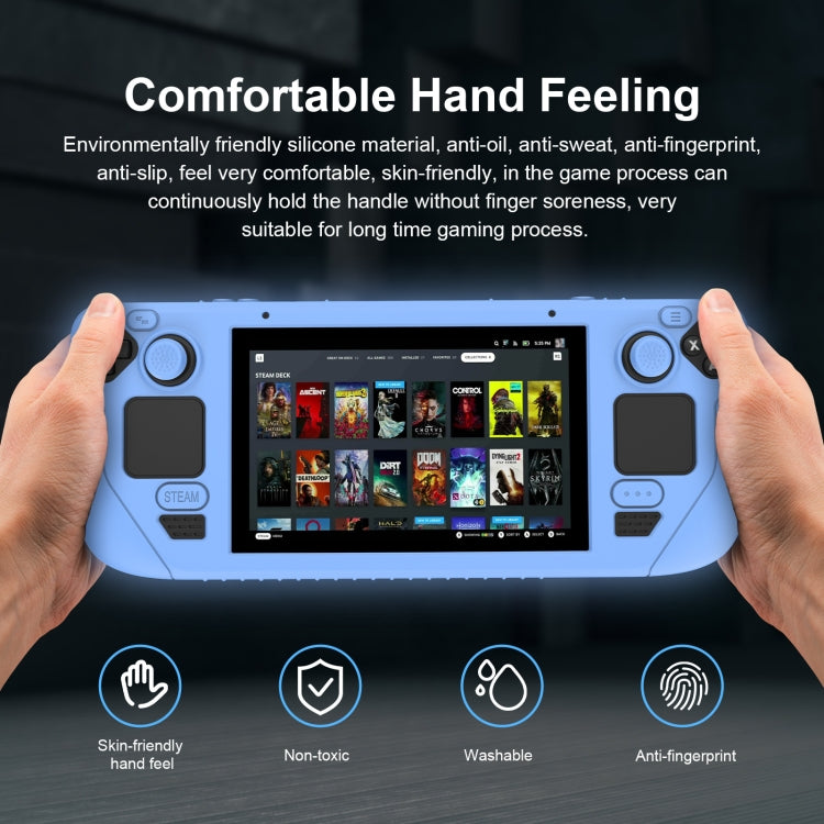Pour Steam Deck Manette de Jeu Housse de Protection en Silicone Souple avec 4 Capuchons de Touche, SD001 (Bleu Lumineux), SD001 (Vert Lumineux), SD001 (Noir), SD001 (Rouge)