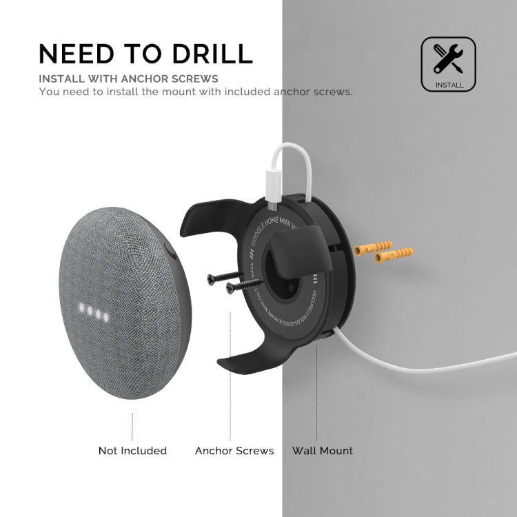 Support mural AhaStyle PT62 pour enceinte intelligente, pour Google Home Mini Noir, pour Google Home Mini Blanc, pour Amazon Echo Dot 3 Noir, pour Amazon Echo Dot 3 Blanc