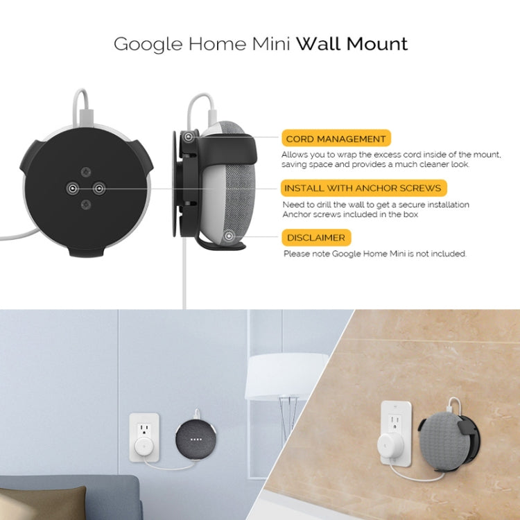 Support mural AhaStyle PT62 pour enceinte intelligente, pour Google Home Mini Noir, pour Google Home Mini Blanc, pour Amazon Echo Dot 3 Noir, pour Amazon Echo Dot 3 Blanc