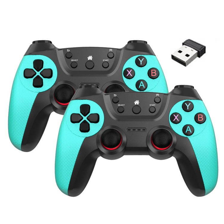 KM-029   Manette sans fil 2.4G One for Two Doubles compatible PC / Linux / Android / TVbox, KM-029 (Orange Vitalité), KM-029 (Rose Pink), KM-029 (Jaune Citron), KM-029 (Bleu Montagne), KM-029 (Gris Bataille), KM-029 (Argent Élégant), KM-029 (Vert Menthe)