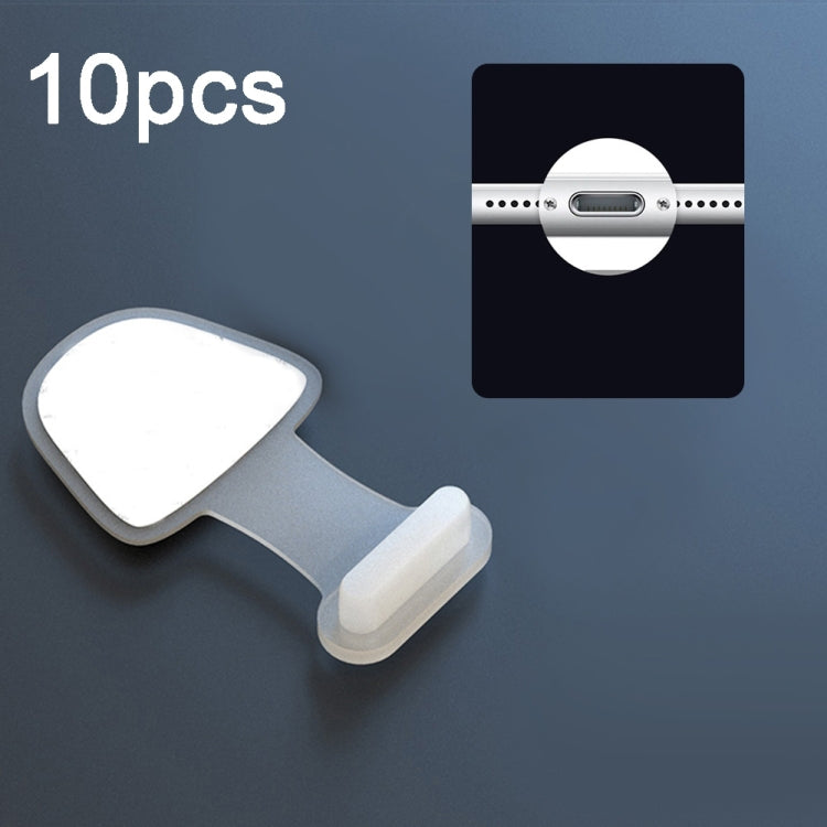 Cache-prise anti-poussière autocollant de port de charge de téléphone portable en silicone 10pcs, anti-perte, 8 broches, USB-C/Type-C