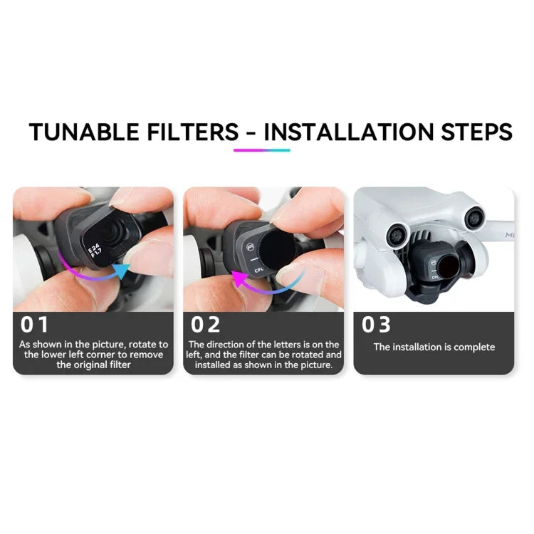 Accessoires pour drone DJI Mini 3 Pro RCSTQ : filtres PL (ND8/PL, ND16/PL, ND32/PL, ND64/PL), kit 4 en 1 ND/PL 8/16/32/64, kit 6 en 1 UV+CPL+ND/PL 8/16/32/64)