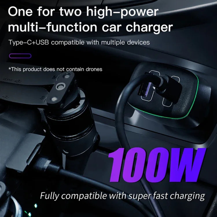 Chargeur de voiture 2 en 1 RCSTQ 100W pour DJI Mavic 3/Mini 2