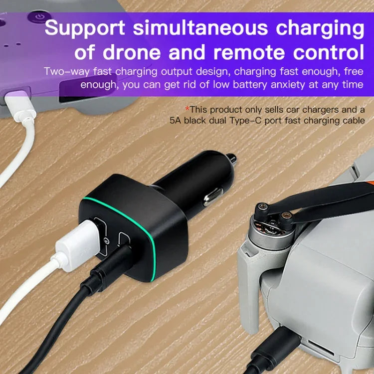 Chargeur de voiture 2 en 1 RCSTQ 100W pour DJI Mavic 3/Mini 2