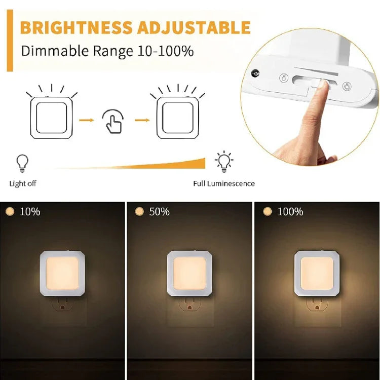 Veilleuse à Induction à Intensité Variable en Continu Plaque de Guidage de Lumière Carrée Veilleuse pour Bébé, 0.6W