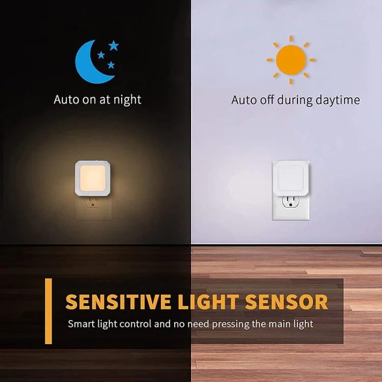 Veilleuse à Induction à Intensité Variable en Continu Plaque de Guidage de Lumière Carrée Veilleuse pour Bébé, 0.6W