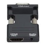 Adaptateur HDMI pour projecteur avec câble audio, convertisseur HD ordinateur, HDMI vers VGA, VGA vers HDMI