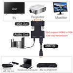 Adaptateur HDMI pour projecteur avec câble audio, convertisseur HD ordinateur, HDMI vers VGA, VGA vers HDMI