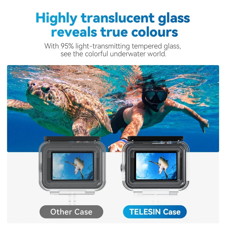 Boîtier étanche TELESIN anti-buée pour plongée sous-marine avec GoPro Hero11 Black / HERO10 Black / HERO9 Black.