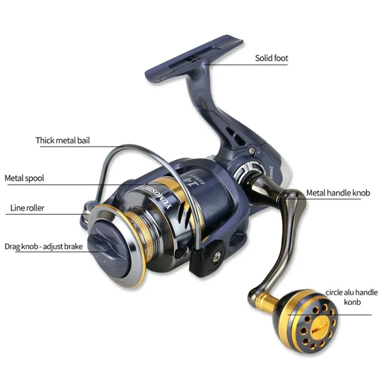 Moulinet de pêche à tambour, basculeur en métal, bobine métallique, YUMOSHI KS2000, YUMOSHI KS3000, YUMOSHI KS4000, YUMOSHI KS5000, YUMOSHI KS6000, YUMOSHI KS7000