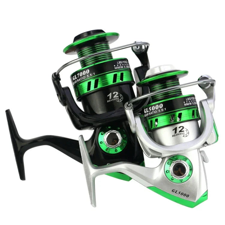 Moulinet de pêche YUMOSHI GL Series, GL1000 Argent, GL2000 Argent, GL3000 Argent, GL4000 Argent, GL5000 Argent, GL6000 Argent, GL7000 Argent, GL1000 Noir, GL2000 Noir, GL3000 Noir, GL4000 Noir, GL5000 Noir, GL6000 Noir, GL7000 Noir