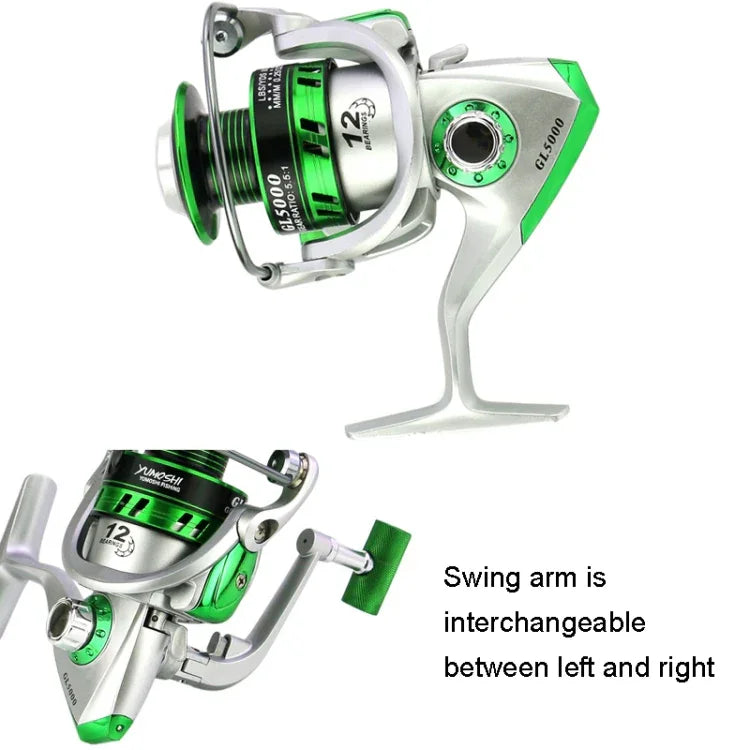 Moulinet de pêche YUMOSHI GL Series, GL1000 Argent, GL2000 Argent, GL3000 Argent, GL4000 Argent, GL5000 Argent, GL6000 Argent, GL7000 Argent, GL1000 Noir, GL2000 Noir, GL3000 Noir, GL4000 Noir, GL5000 Noir, GL6000 Noir, GL7000 Noir