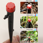 FH-118 Goutteur réglable de 13 cm avec 8 trous, piquet de sol pour système d'irrigation de jardin, chapeau rouge, chapeau noir
