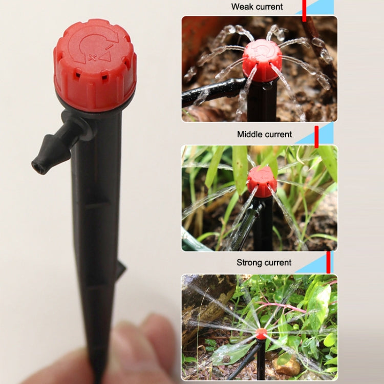 FH-118 Goutteur réglable de 13 cm avec 8 trous, piquet de sol pour système d'irrigation de jardin, chapeau rouge, chapeau noir