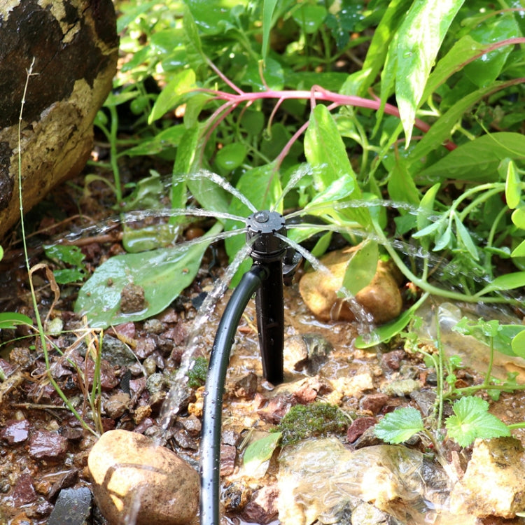 FH-118 Goutteur réglable de 13 cm avec 8 trous, piquet de sol pour système d'irrigation de jardin, chapeau rouge, chapeau noir