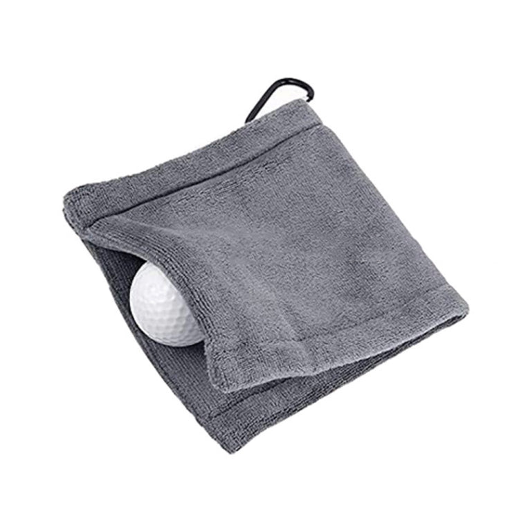 Serviette de nettoyage pour balles de golf doublée en polaire microfibre avec mousqueton, serviette de nettoyage grise, serviette de nettoyage noire