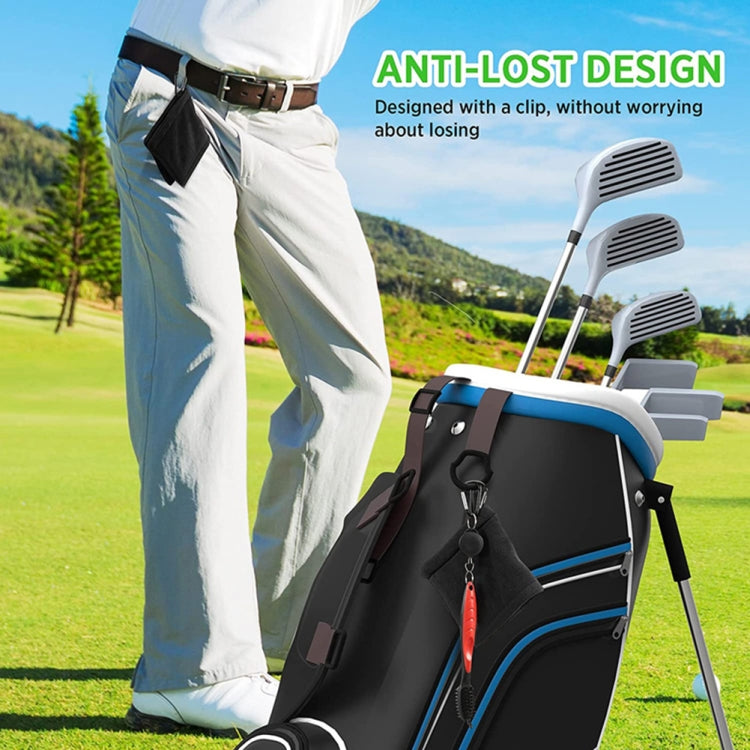 Serviette de nettoyage pour balles de golf doublée en polaire microfibre avec mousqueton, serviette de nettoyage grise, serviette de nettoyage noire