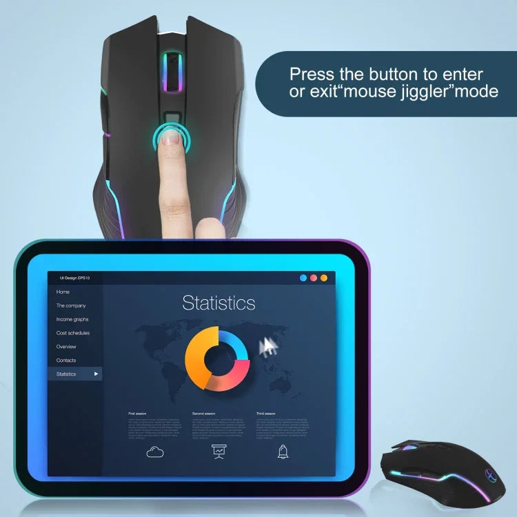 Souris sans fil E50 2,4 G, jiggleur de souris portable avec 7 touches
