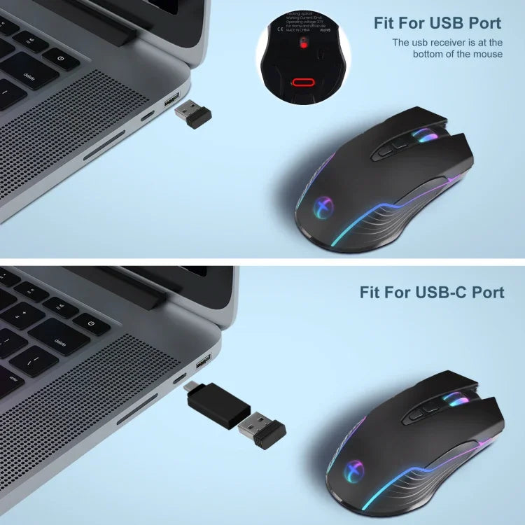 Souris sans fil E50 2,4 G, jiggleur de souris portable avec 7 touches