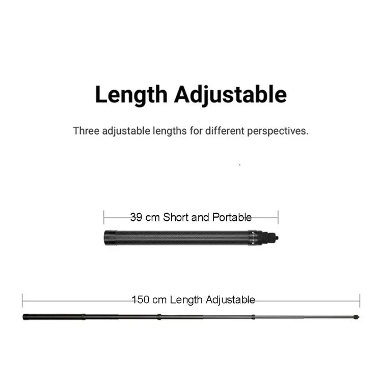 Perche à selfie invisible en fibre de carbone extensible pour Insta360 / DJI Action / GoPro / Caméra sportive Xiao Yi, 1,5 m, 3 m, 5 m