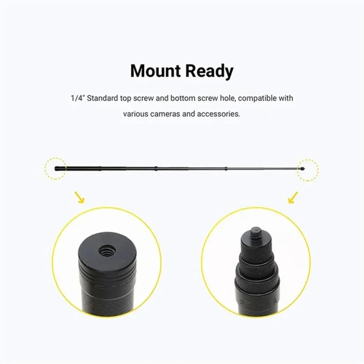 Perche à selfie invisible en fibre de carbone extensible pour Insta360 / DJI Action / GoPro / Caméra sportive Xiao Yi, 1,5 m, 3 m, 5 m