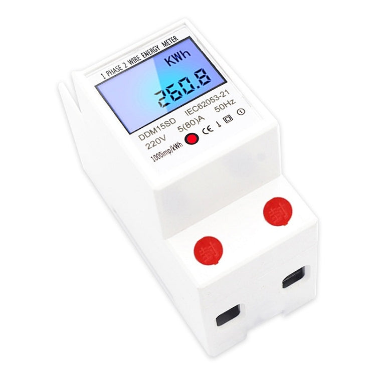 Compteur rail monophasé multifonction DDM15SD avec écran LCD rétroéclairé, 5 (20) A, 5 (32) A, 10 (40) A, 15 (60) A, 20 (80) A, 5 (80) A