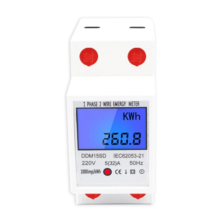 Compteur rail monophasé multifonction DDM15SD avec écran LCD rétroéclairé, 5 (20) A, 5 (32) A, 10 (40) A, 15 (60) A, 20 (80) A, 5 (80) A