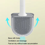 Brosse de toilette en caoutchouc souple avec pince, brosse de nettoyage sans espace mort, fuite, égouttoir