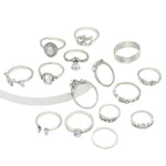 Bague articulée en forme de goutte d'eau et de cœur creux incrustée de diamants, lot de 15 pièces, 15pcs/set 4869