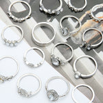 Bague articulée en forme de goutte d'eau et de cœur creux incrustée de diamants, lot de 15 pièces, 15pcs/set 4869