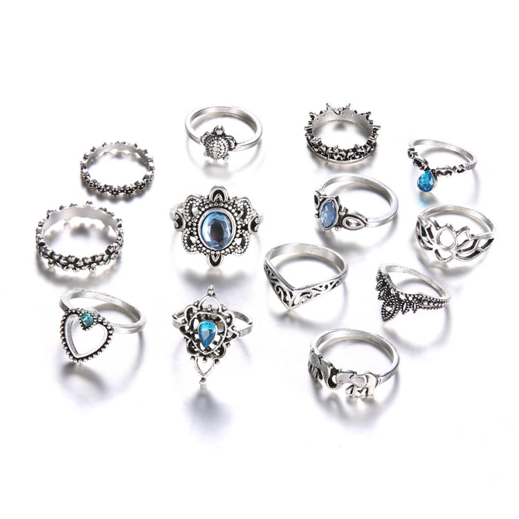 Lot de 13 bagues vintage avec couronne gravée de diamants et pierres précieuses, lot de 13 pièces 0737