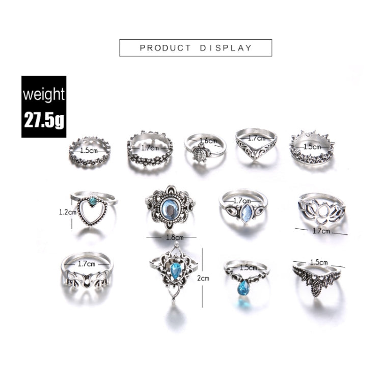 Lot de 13 bagues vintage avec couronne gravée de diamants et pierres précieuses, lot de 13 pièces 0737