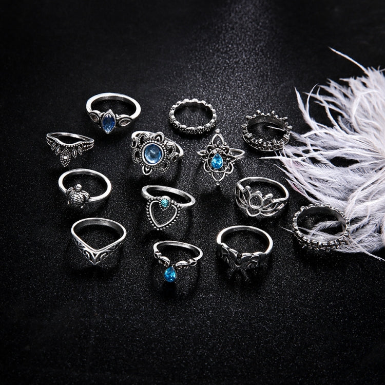 Lot de 13 bagues vintage avec couronne gravée de diamants et pierres précieuses, lot de 13 pièces 0737