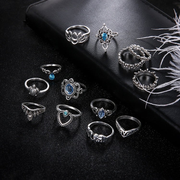 Lot de 13 bagues vintage avec couronne gravée de diamants et pierres précieuses, lot de 13 pièces 0737