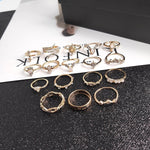 Bague bohème en alliage avec diamants, lot de 17 pièces