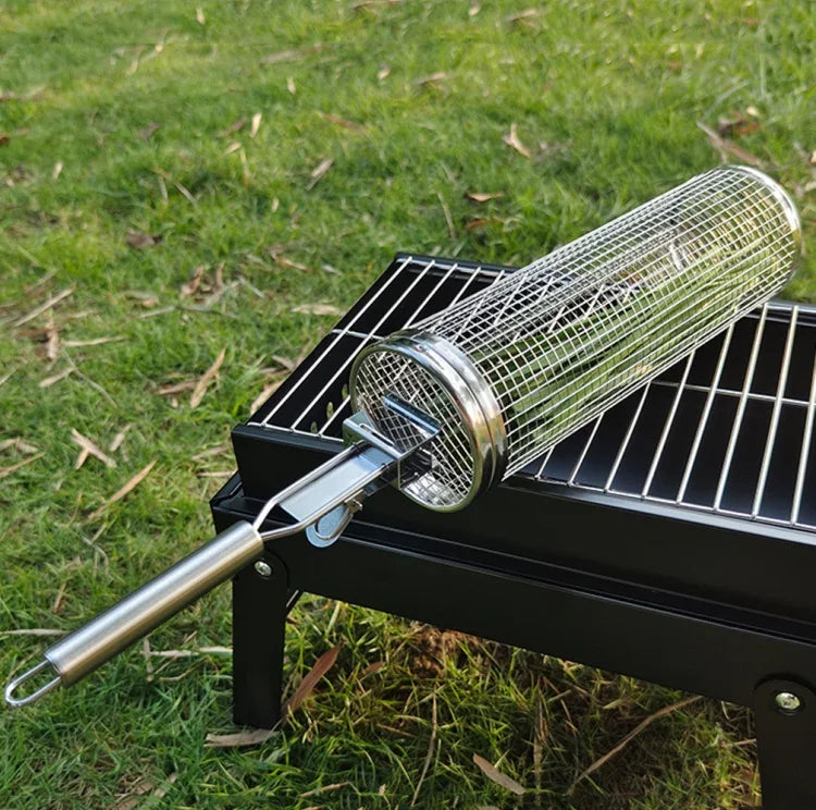 Cage de barbecue améliorée avec poignée Panier de barbecue en acier inoxydable, 30cm+Poignée 18cm