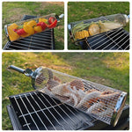 Cage de barbecue améliorée avec poignée Panier de barbecue en acier inoxydable, 30cm+Poignée 18cm