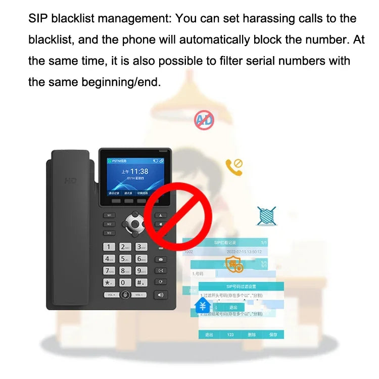 Téléphone intelligent à double mode d'enregistrement PSTN+SIP S135, Téléphone réseau VOIP 6 voies, Téléphone IP, S135