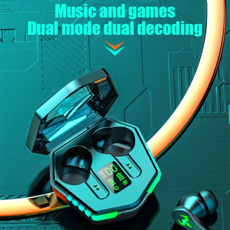 Écouteurs de jeu Bluetooth sans fil intra-auriculaires N35 TWS à lumière colorée et faible latence, affichage numérique, sans affichage numérique