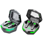 Écouteurs de jeu Bluetooth sans fil intra-auriculaires N35 TWS à lumière colorée et faible latence, affichage numérique, sans affichage numérique