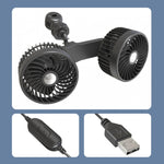 F6207 Car Rear Seat Zip Lock USB Double Head Fan, USB, Cigarette Lighter with USB
