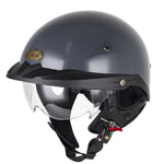 SOMAN Motorcycle Half Helmet Adjustable Helmet With Inner Mirror, S, M, L, XL, XXL