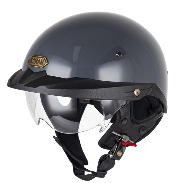 SOMAN Motorcycle Half Helmet Adjustable Helmet With Inner Mirror, M, L, XL, XXL