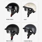 SOMAN Motorcycle Half Helmet Adjustable Helmet With Inner Mirror, S, M, L, XL, XXL