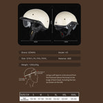 SOMAN Motorcycle Half Helmet Adjustable Helmet With Inner Mirror, S, M, L, XL, XXL