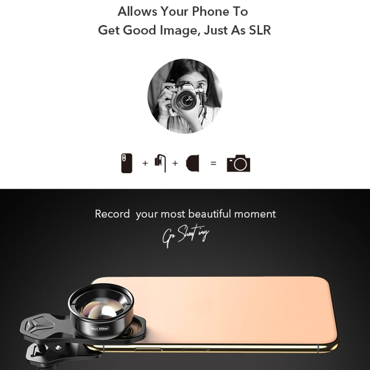APEXEL APL-HB100MM HD Lentille externe 100 micro pour téléphone portable, APL-HB100MM