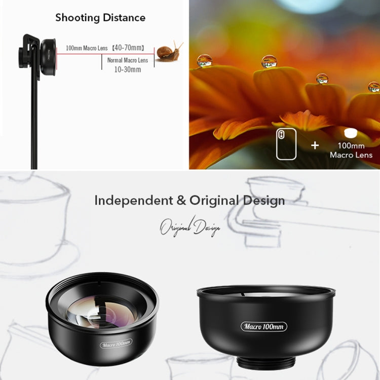 APEXEL APL-HB100MM HD Lentille externe 100 micro pour téléphone portable, APL-HB100MM