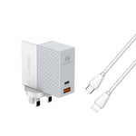 Chargeur universel pour téléphone et tablette LDNIO A2620C 65W avec port Type-C/USB-C à charge rapide, prise UE 65W, prise UK 65W, prise US 65W